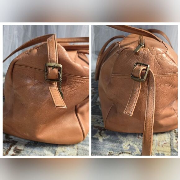 DAVID KING Boston Tan Leather Duffel Travel Bag Vintage 80s 90s - Picture 4 of 8